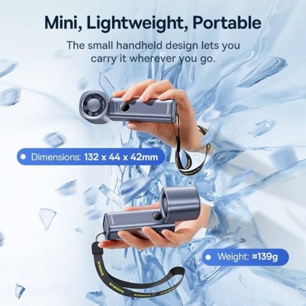 Baseus Foldable Handheld Fan 5-Speed Wind and Digital Display 4000mAh Rechargeable Portable Mini Fan For Indoor and Outdoor Use - Image 3