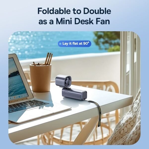 Baseus Foldable Handheld Fan 5-Speed Wind and Digital Display 4000mAh Rechargeable Portable Mini Fan For Indoor and Outdoor Use - Image 8