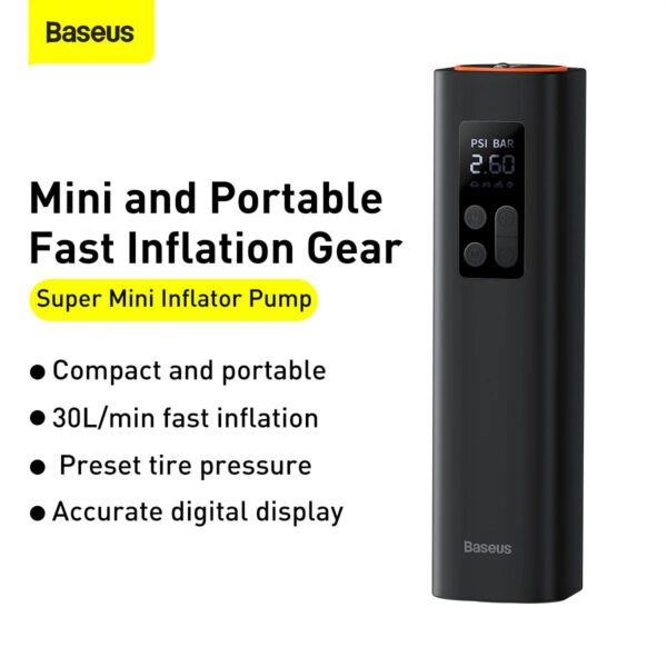 Baseus Super Mini Inflator Pump Black - Image 3