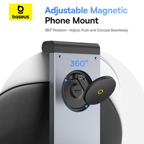 Baseus MagPro Series Versatile Car Mount for Backseat Headrest - Foldable Laptop Desk, 360° Rotatable Phone Holder, Adjustable, Easy Install - Image 16