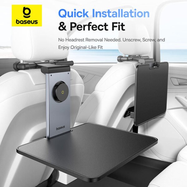 Baseus MagPro Series Versatile Car Mount for Backseat Headrest - Foldable Laptop Desk, 360° Rotatable Phone Holder, Adjustable, Easy Install - Image 15
