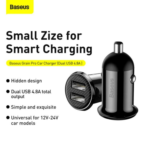 Baseus Grain Pro Car Charger (Dual USB 4.8A ) - Image 6