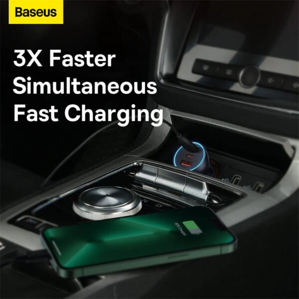 Baseus Golden Contactor Pro Triple Fast Charger Car Charger 65W U+C+C - Image 9