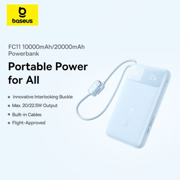 Baseus EnerFill FC11 Digital Display Power Bank with Dual Built-in Cables 20000mAh 22.5W - Image 2