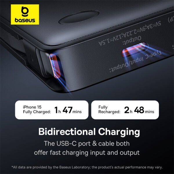 Baseus Airpow Lite Power Bank 10000mAh 22.5W Dual-Cable - Image 12