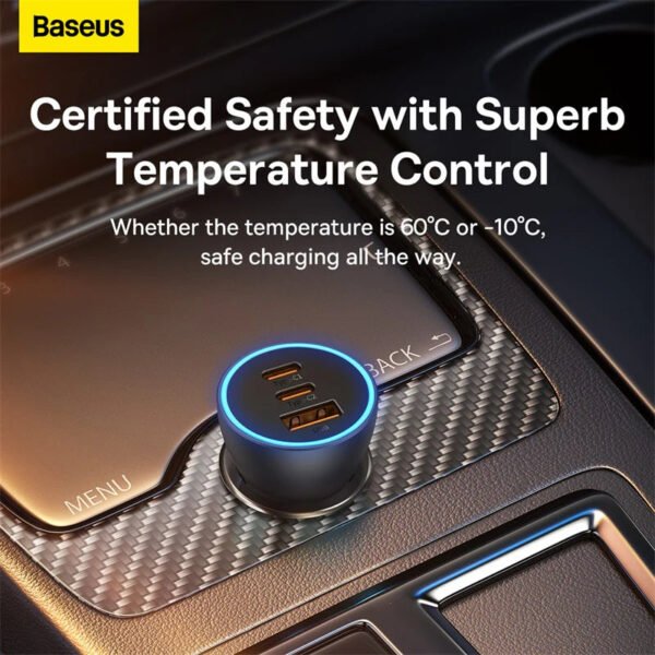 Baseus Golden Contactor Pro Triple Fast Charger Car Charger 65W U+C+C - Image 11