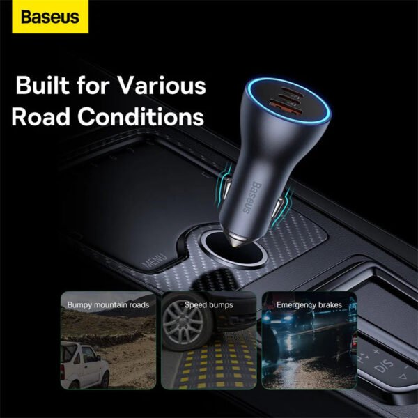 Baseus Golden Contactor Pro Triple Fast Charger Car Charger 65W U+C+C - Image 13