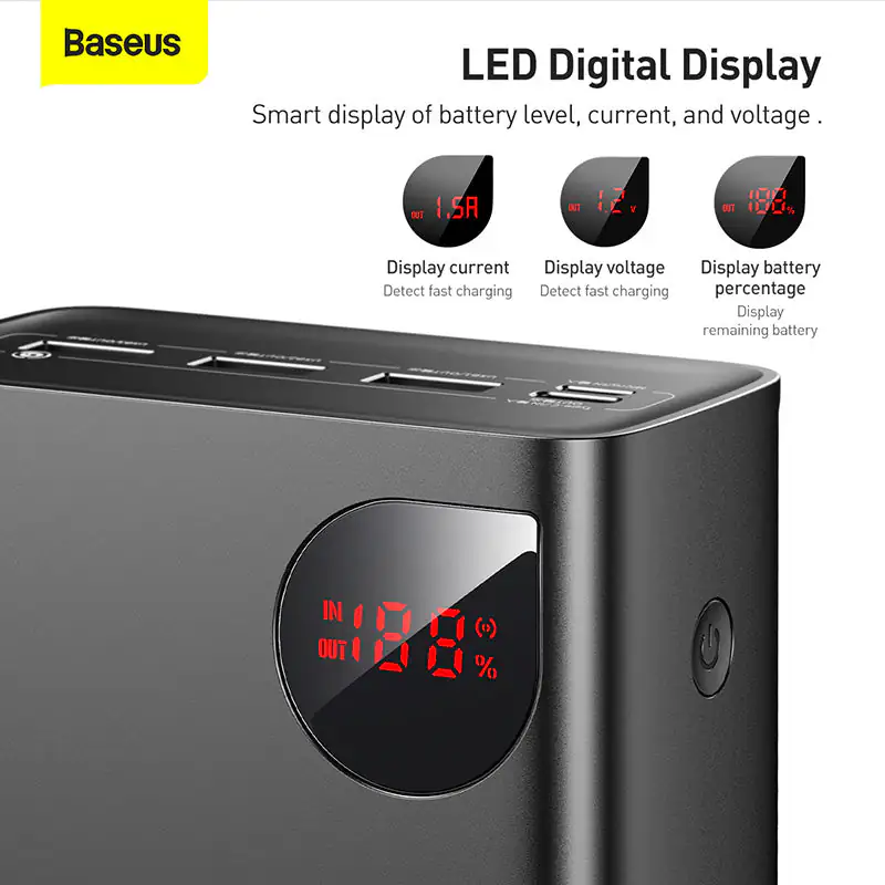 Baseus Adaman Digital Display Fast Charge Power Bank 40000mAh 22.5W (With Simple Series Charging Cable USB to Type-C 0.3m Black) - Image 12
