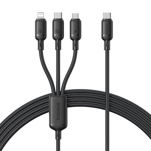 Baseus Silky One-for-Three Fast Charging Cable USB-C to M+L+C 100W 1.5m Cosmic Black