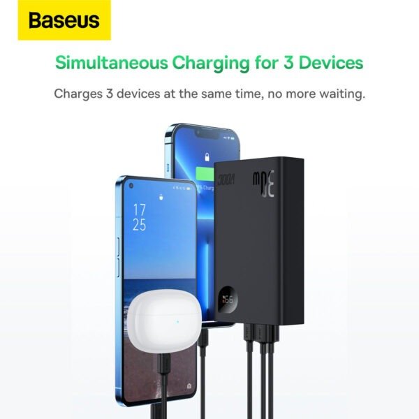 Baseus Adaman2 Digital Display Fast Charge Power Bank 20000mAh 30W (VOOC Edition) ( With Simple Series Charging Cable USB to Type-C 3A 0.3m Black) - Image 16
