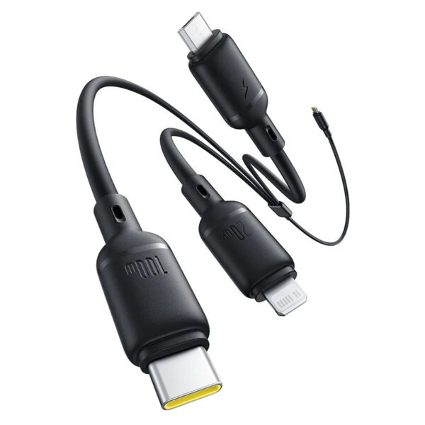 Baseus Silky One-for-Three Fast Charging Cable USB-C to M+L+C 100W 1.5m Cosmic Black - Image 3