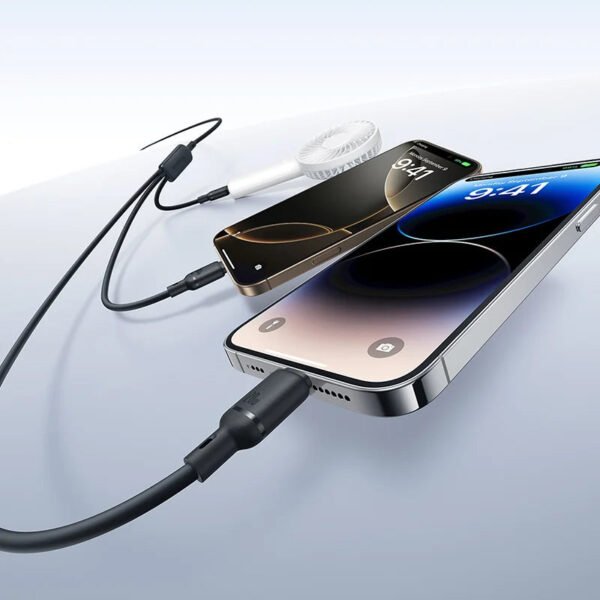Baseus Silky One-for-Three Fast Charging Cable USB-C to M+L+C 100W 1.5m Cosmic Black - Image 6