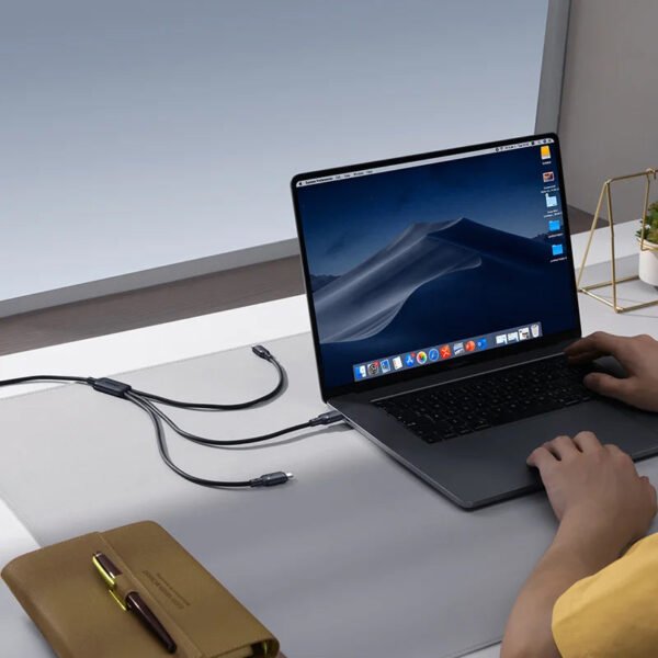 Baseus Silky One-for-Three Fast Charging Cable USB-C to M+L+C 100W 1.5m Cosmic Black - Image 9