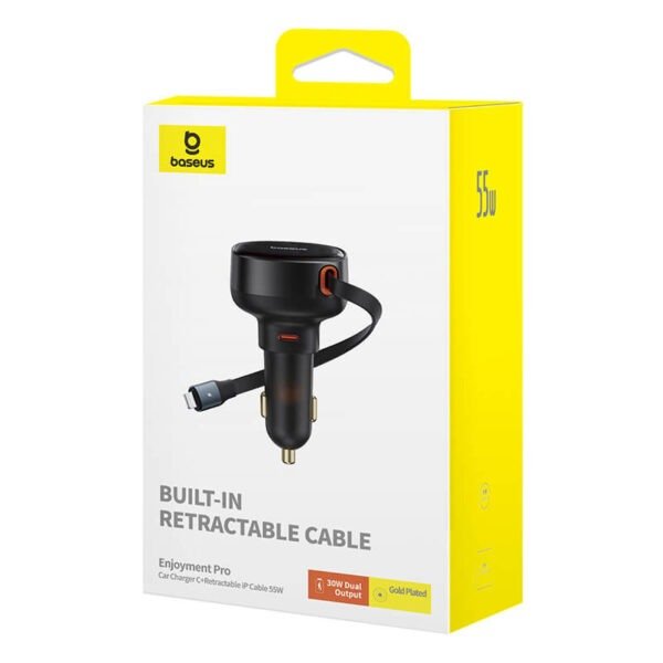 Baseus Enjoyment Pro Car Charger C+Retractable iP Cable 55W - Image 9
