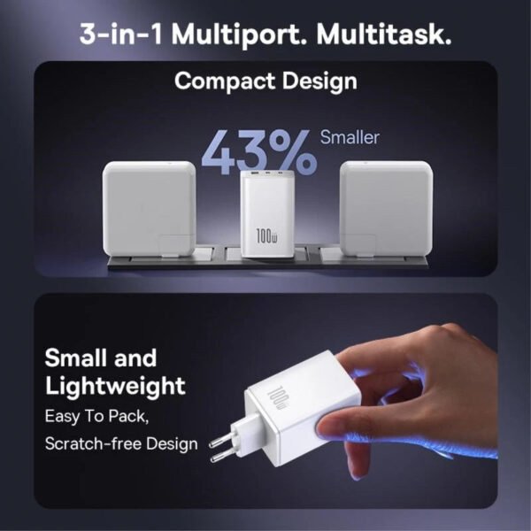 Baseus EnerFill FE11 3-Port USB-C Fast Charger 100W - Image 5