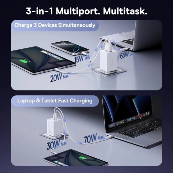Baseus EnerFill FE11 3-Port USB-C Fast Charger 100W - Image 6