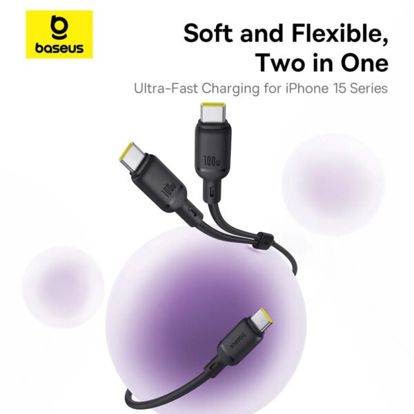 Baseus New Pudding Series Fast Charging Cable Type-C to Type-C 100W 1.5m Cluster Black - Image 9