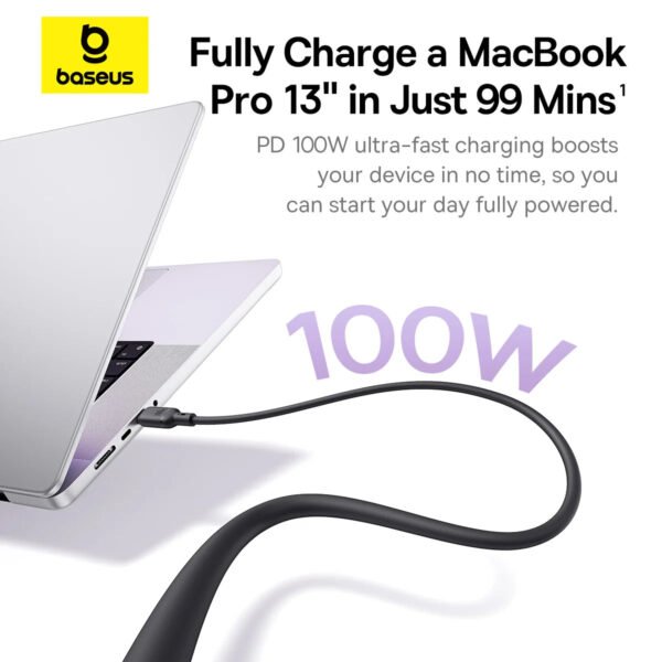 Baseus New Pudding Series Fast Charging Cable Type-C to Type-C 100W 1.5m Cluster Black - Image 10