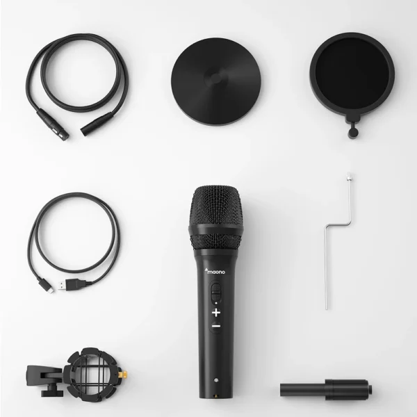 MAONO COMPLETE PODCAST STUDIO SETUP – 2x HD300 MICROPHONES + P2 AUDIO INTERFACE + 2x MH700 HEADPHONES - Image 4