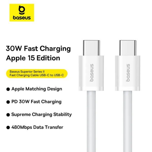 Baseus Superior Series 2 Fast Charging Data Cable Type-C to Type-C 30W - Image 4