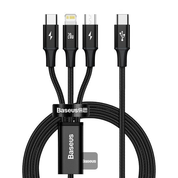 1_411a3beb-206c-486a-a293-30719daa18ee.jpg Baseus Rapid Series 3-in-1 Fast Charging Data Cable Type-C to C+L+C PD 20W 1.5m - Image 1