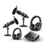 MAONO COMPLETE PODCAST STUDIO SETUP – 2x HD300 MICROPHONES + P2 AUDIO INTERFACE + 2x MH700 HEADPHONES