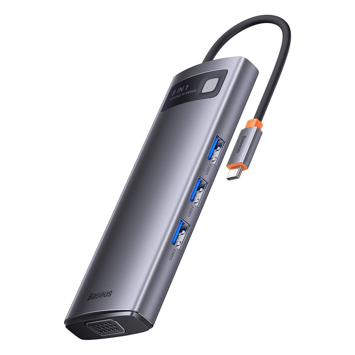 eng_pl_HUB-Baseus-Metal-Gleam-8in1-USB-C-HDMI-3x-USB-3-2-PD-SD-card-reader-TF-VGA-gray-97148_1_92fe6d47-491a-4c4c-9a91-dcbee0334aa4.jpg Baseus Metal Gleam Series 8-in-1 Multifunctional Type-C HUB Docking Station Gray - Image 1