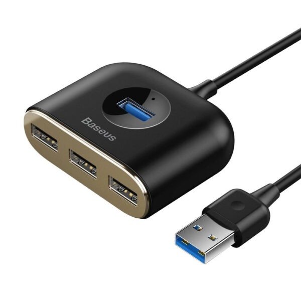 Baseus Square round 4 in 1 USB HUB Adapter(USB3.0 TO USB3.0*1+USB2.0*3) 1m - Image 2