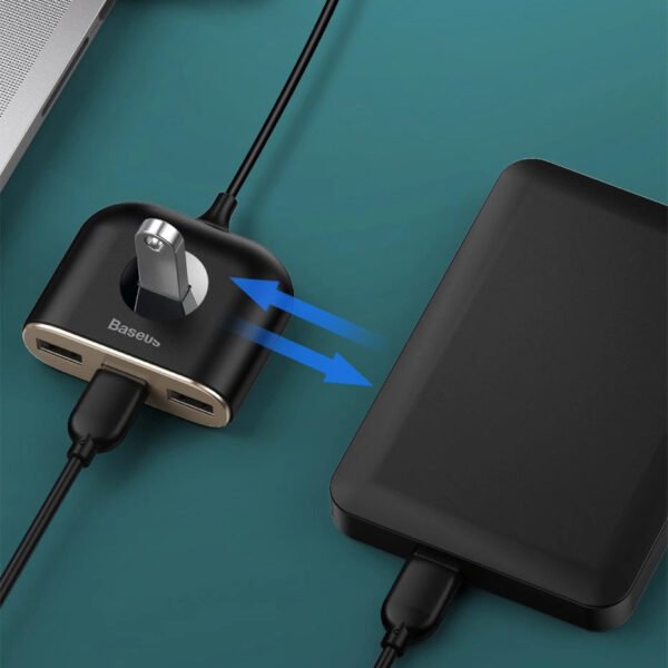 Baseus Square round 4 in 1 USB HUB Adapter(USB3.0 TO USB3.0*1+USB2.0*3) 1m - Image 7