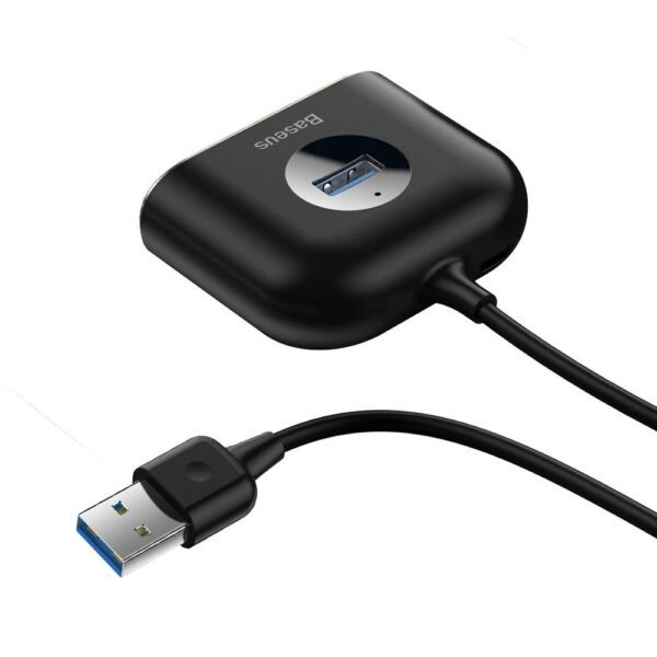 Baseus Square round 4 in 1 USB HUB Adapter(USB3.0 TO USB3.0*1+USB2.0*3) 1m - Image 3