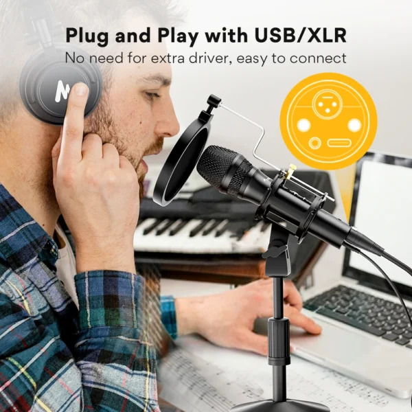 MAONO COMPLETE PODCAST STUDIO SETUP – 2x HD300 MICROPHONES + P2 AUDIO INTERFACE + 2x MH700 HEADPHONES - Image 10